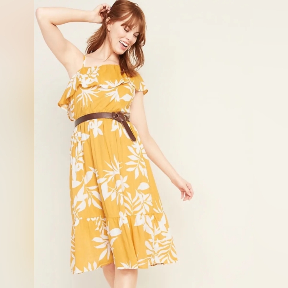 NWT! Old Navy Yellow Floral Dress Size Large Tall